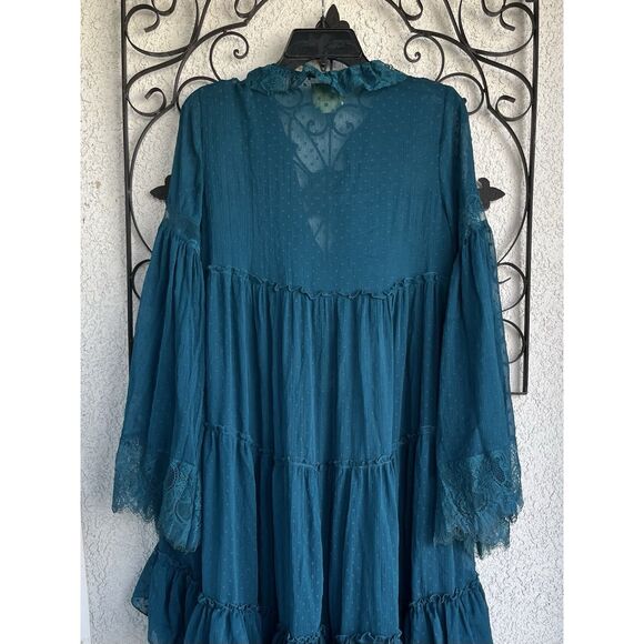 Maeve By Anthropologie Meadow Ruffle Dress - Size XS - Teal - Picture 9 of 10